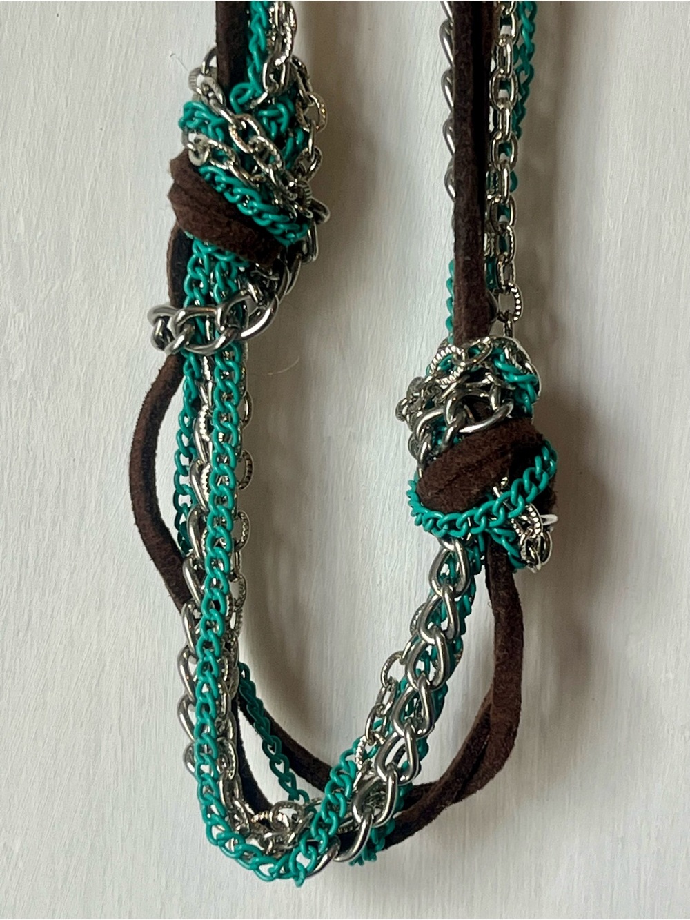 Buckle Brown and Teal Multi-Chain Women's Necklace